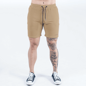 sweat shorts tan front 