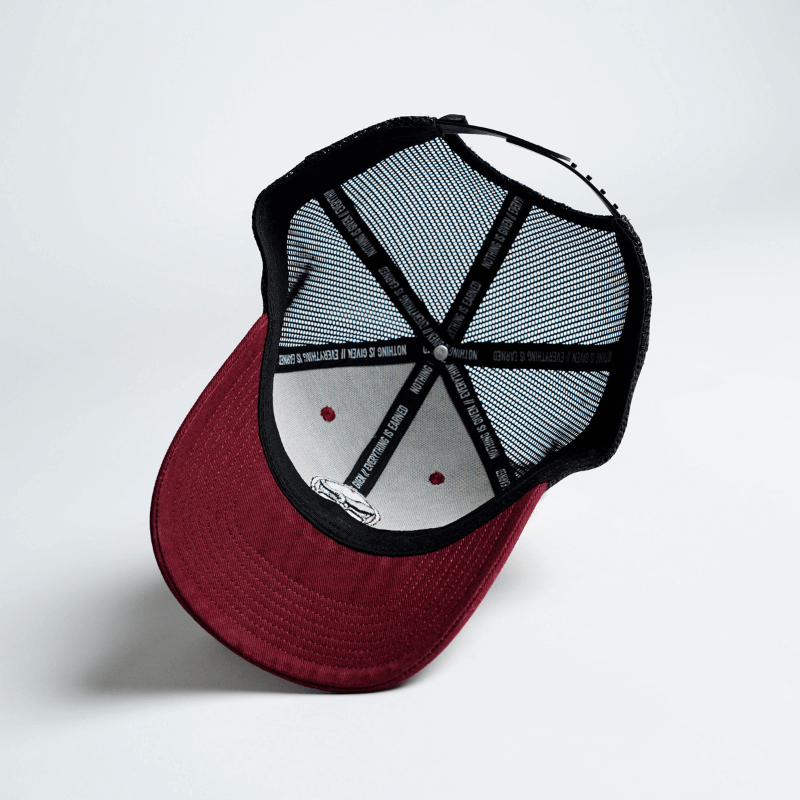 maroon trucker hat