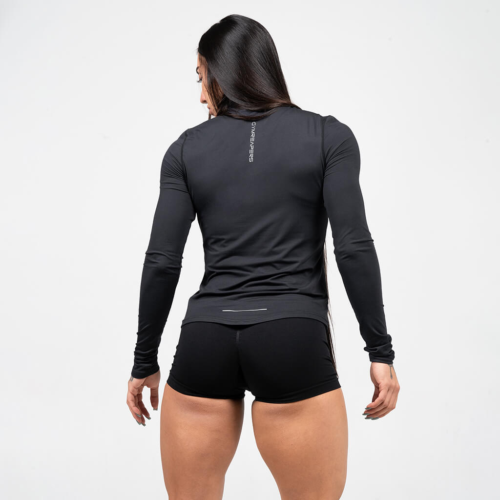 womens performance 1/4 zip black front