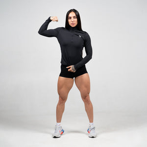 womens performance 1/4 zip black full