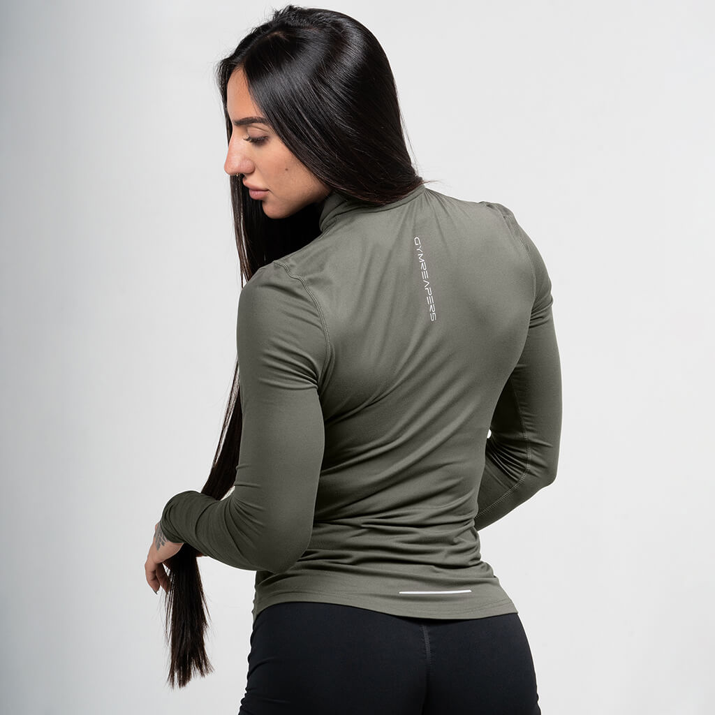 womens performance 1/4 zip green front
